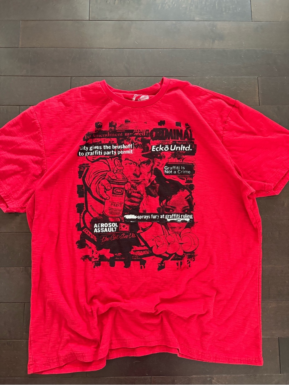 ECKO UNLTD Red Short-Sleeve Graphic Tee with Black Print